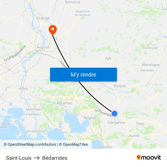 Saint-Louis to Bédarrides map