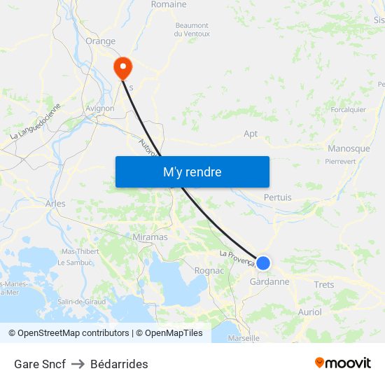 Gare Sncf to Bédarrides map