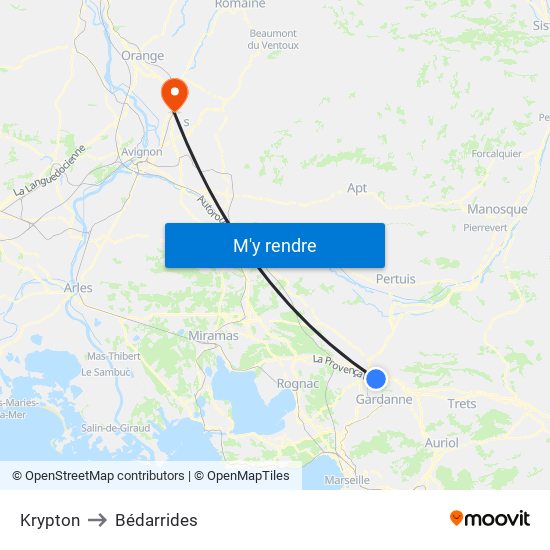 Krypton to Bédarrides map