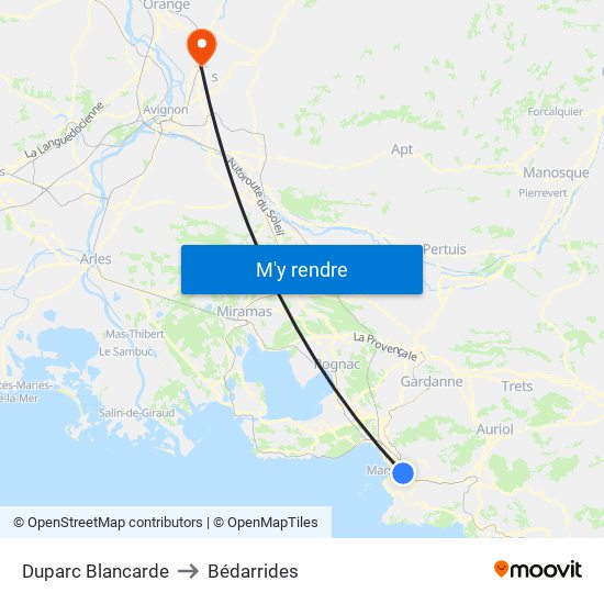 Duparc Blancarde to Bédarrides map