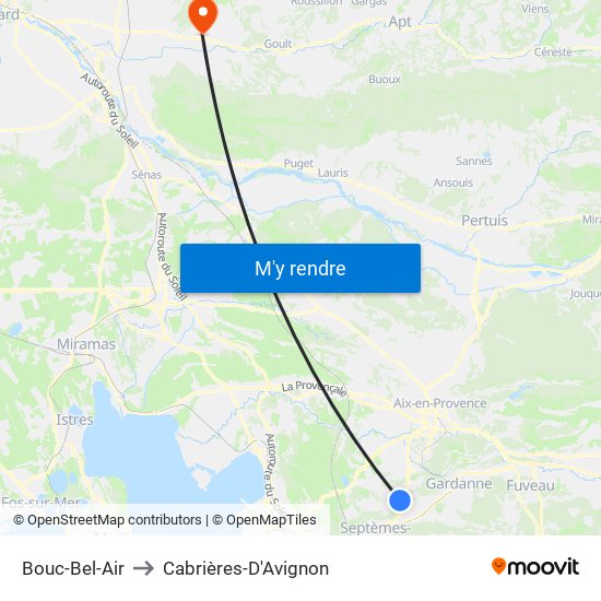 Bouc-Bel-Air to Cabrières-D'Avignon map