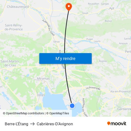 Berre-L'Étang to Cabrières-D'Avignon map