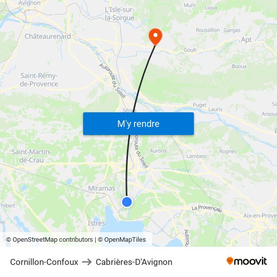 Cornillon-Confoux to Cabrières-D'Avignon map