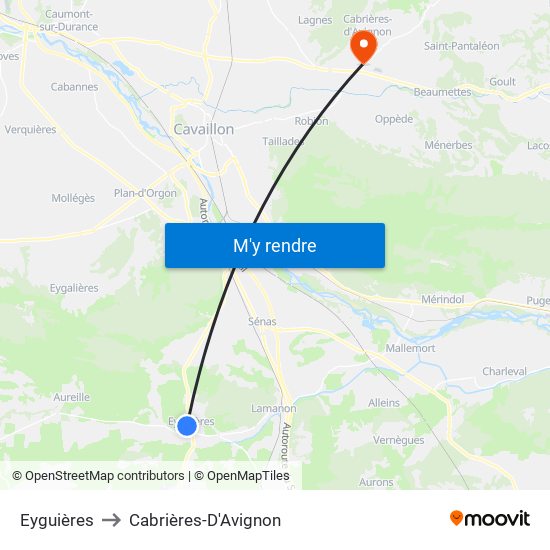 Eyguières to Cabrières-D'Avignon map