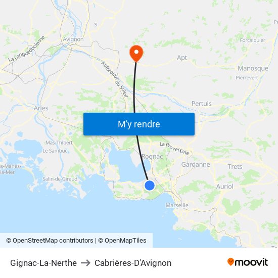 Gignac-La-Nerthe to Cabrières-D'Avignon map