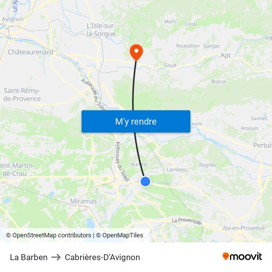 La Barben to Cabrières-D'Avignon map