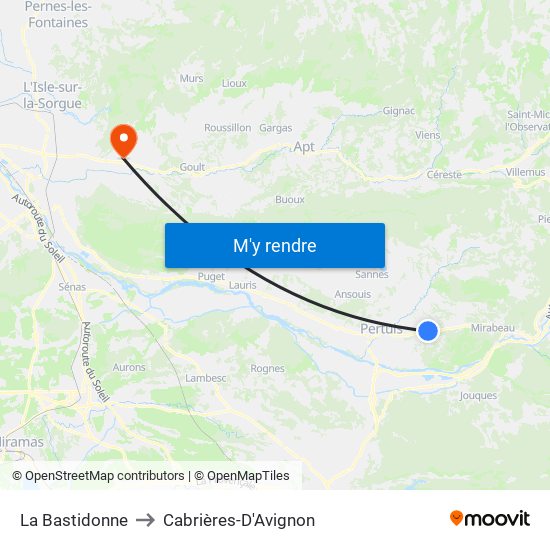 La Bastidonne to Cabrières-D'Avignon map