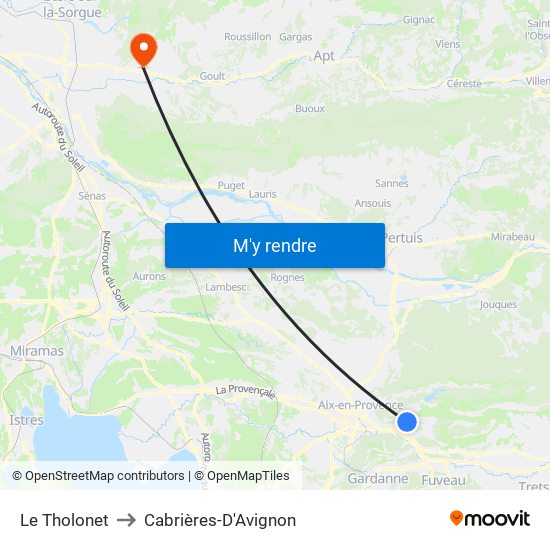 Le Tholonet to Cabrières-D'Avignon map