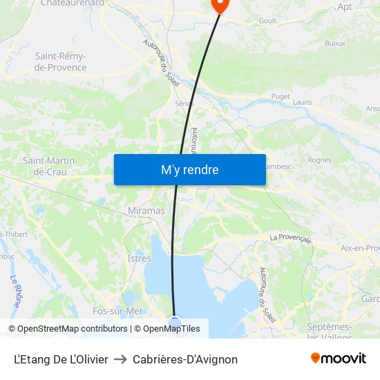 L'Etang De L'Olivier to Cabrières-D'Avignon map