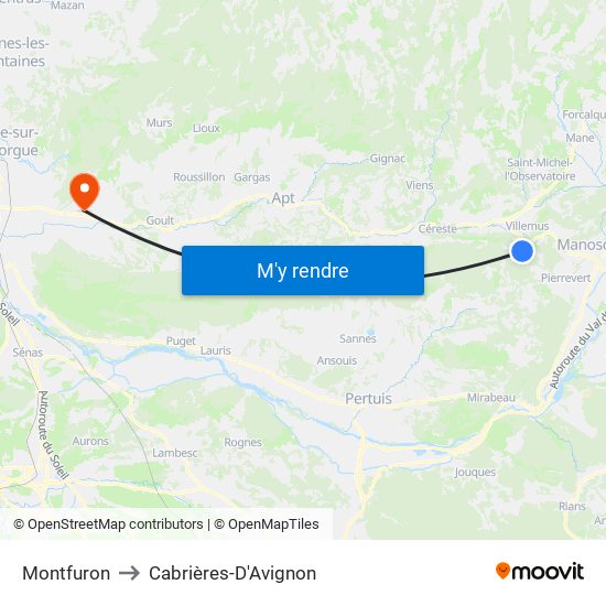 Montfuron to Cabrières-D'Avignon map