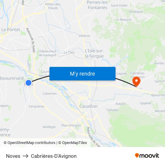 Noves to Cabrières-D'Avignon map