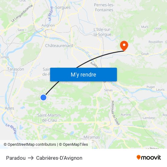 Paradou to Cabrières-D'Avignon map