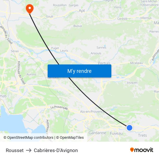 Rousset to Cabrières-D'Avignon map