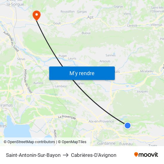 Saint-Antonin-Sur-Bayon to Cabrières-D'Avignon map