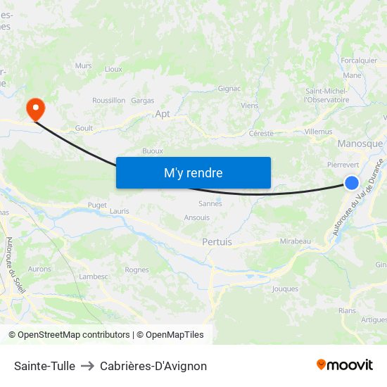 Sainte-Tulle to Cabrières-D'Avignon map