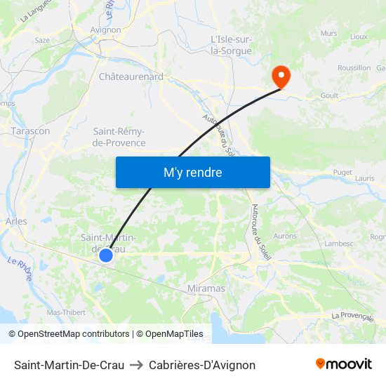 Saint-Martin-De-Crau to Cabrières-D'Avignon map