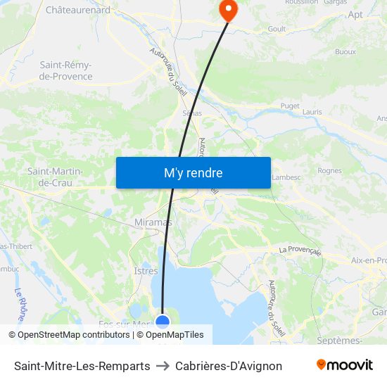 Saint-Mitre-Les-Remparts to Cabrières-D'Avignon map