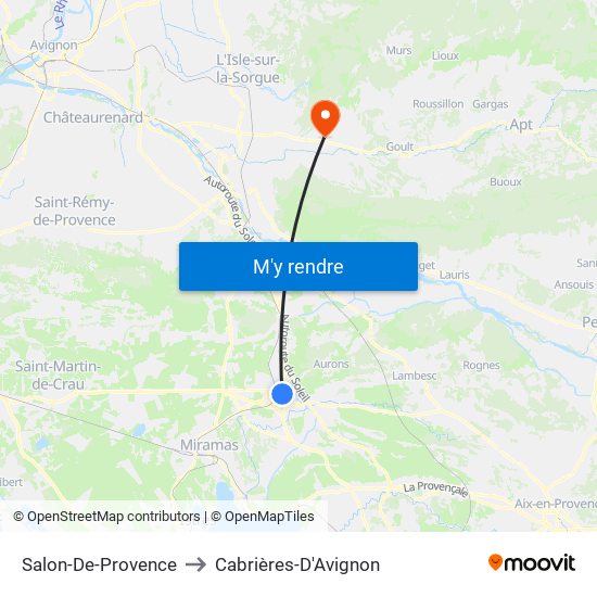 Salon-De-Provence to Cabrières-D'Avignon map