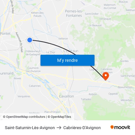 Saint-Saturnin-Lès-Avignon to Cabrières-D'Avignon map
