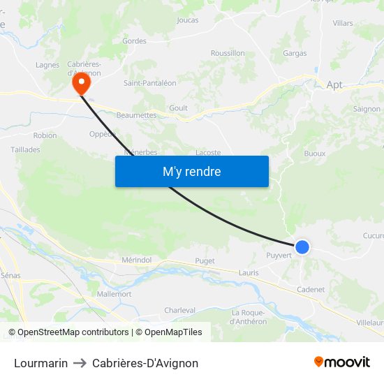 Lourmarin to Cabrières-D'Avignon map