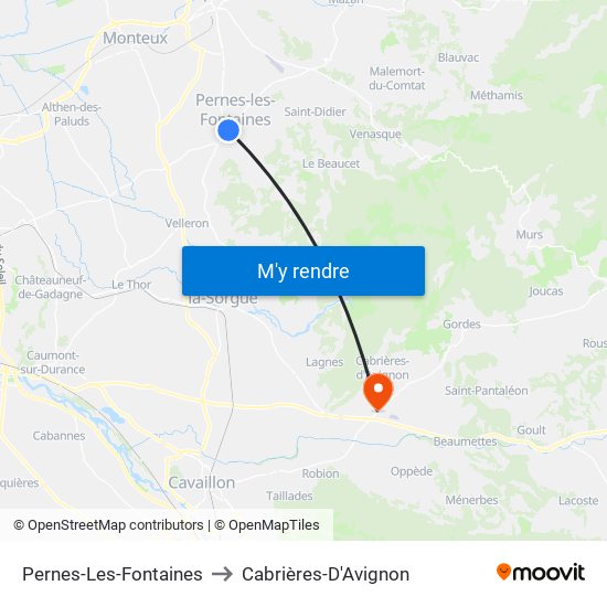 Pernes-Les-Fontaines to Cabrières-D'Avignon map
