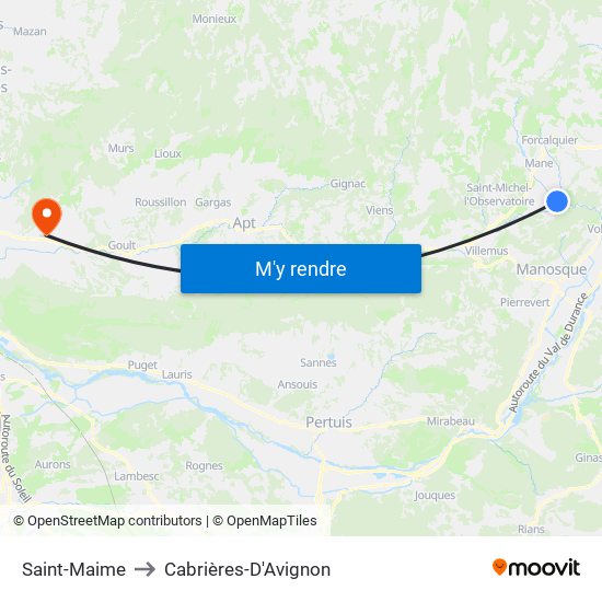 Saint-Maime to Cabrières-D'Avignon map