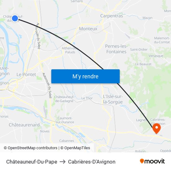 Châteauneuf-Du-Pape to Cabrières-D'Avignon map