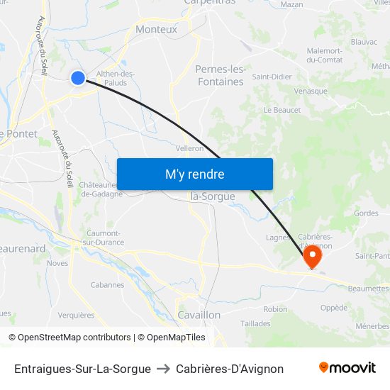 Entraigues-Sur-La-Sorgue to Cabrières-D'Avignon map