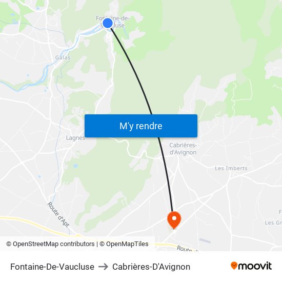 Fontaine-De-Vaucluse to Cabrières-D'Avignon map