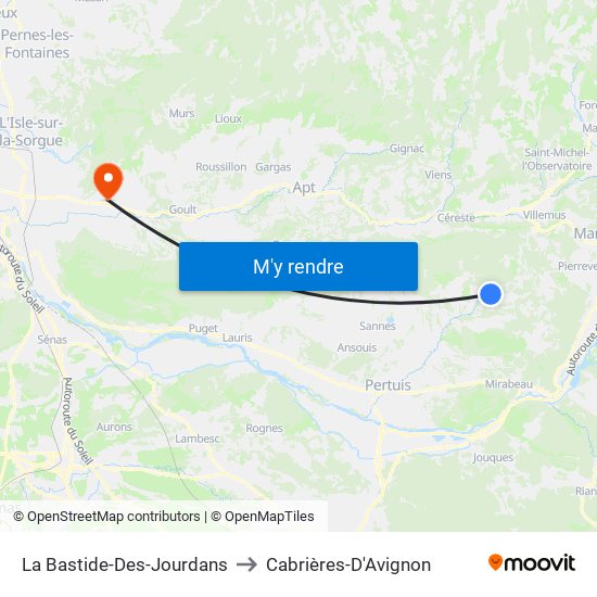 La Bastide-Des-Jourdans to Cabrières-D'Avignon map