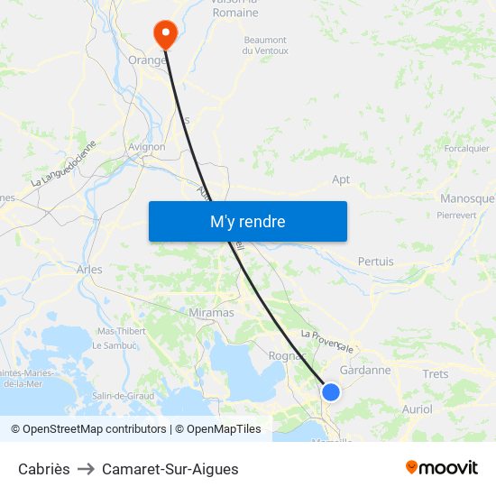 Cabriès to Camaret-Sur-Aigues map