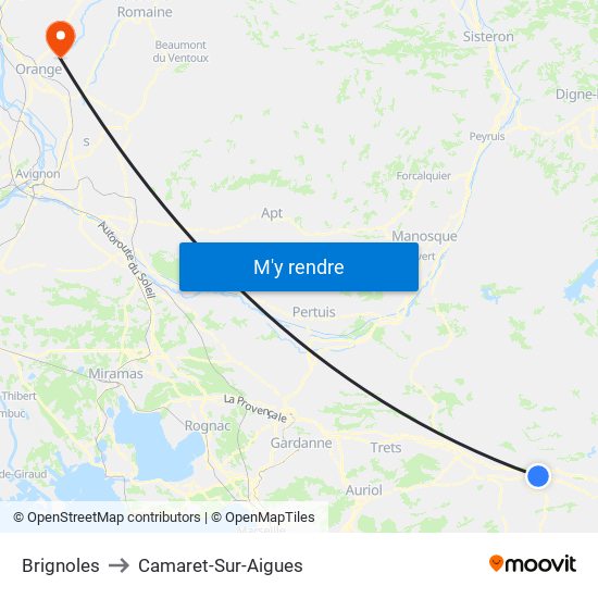 Brignoles to Camaret-Sur-Aigues map