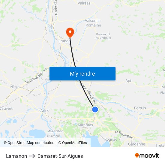 Lamanon to Camaret-Sur-Aigues map
