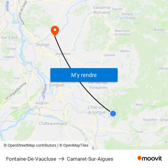 Fontaine-De-Vaucluse to Camaret-Sur-Aigues map