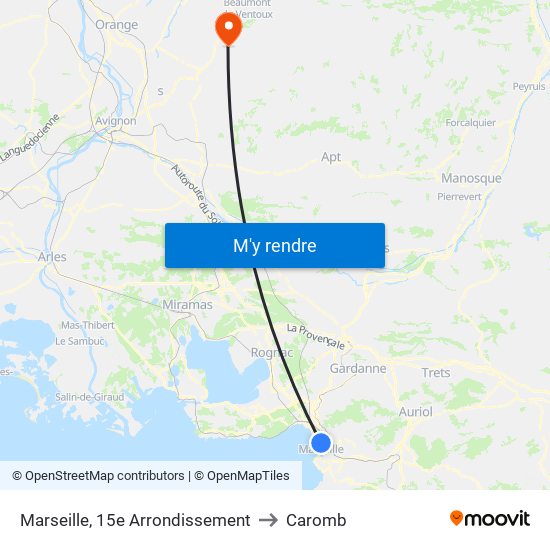 Marseille, 15e Arrondissement to Caromb map