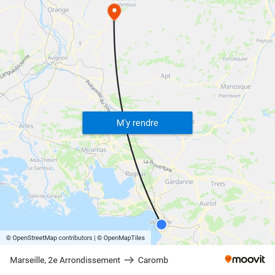 Marseille, 2e Arrondissement to Caromb map