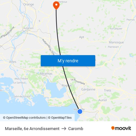 Marseille, 6e Arrondissement to Caromb map