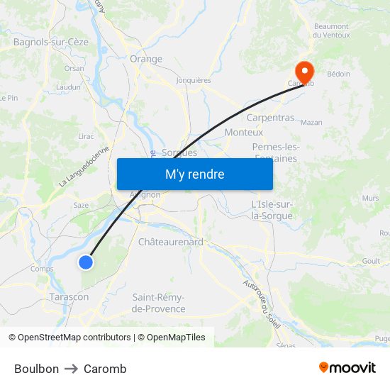 Boulbon to Caromb map