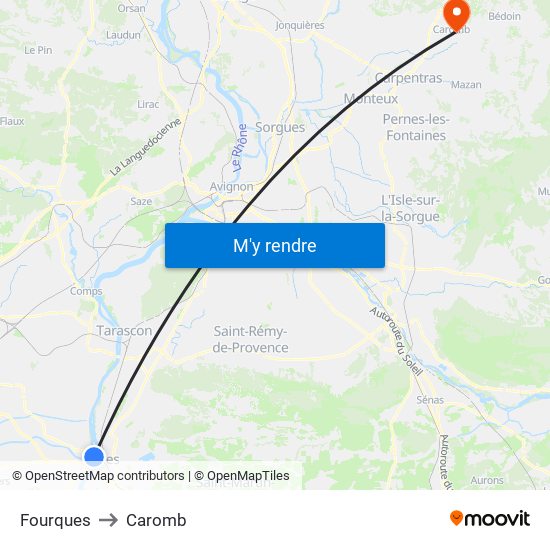 Fourques to Caromb map