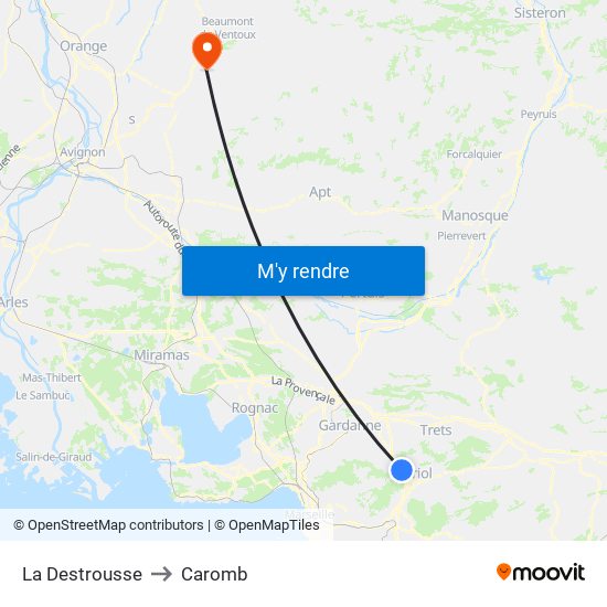 La Destrousse to Caromb map
