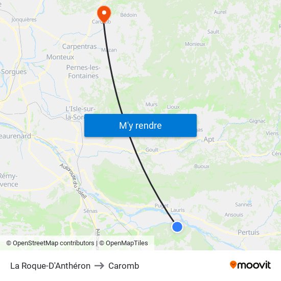 La Roque-D'Anthéron to Caromb map