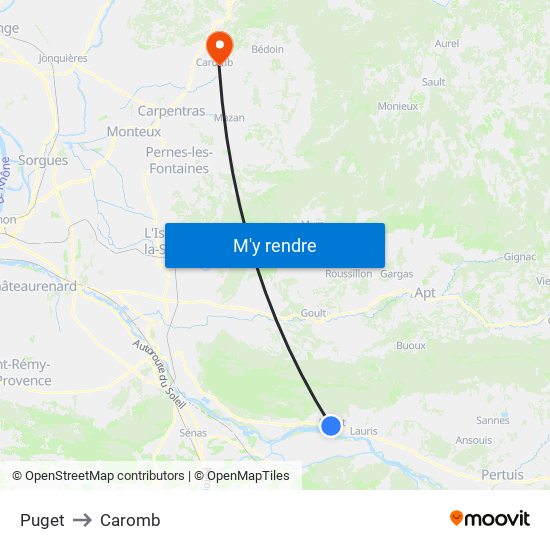 Puget to Caromb map