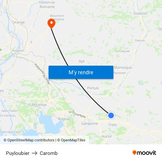 Puyloubier to Caromb map