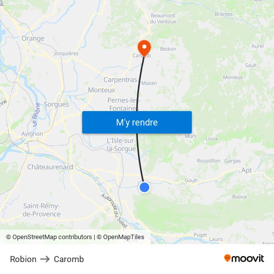 Robion to Caromb map