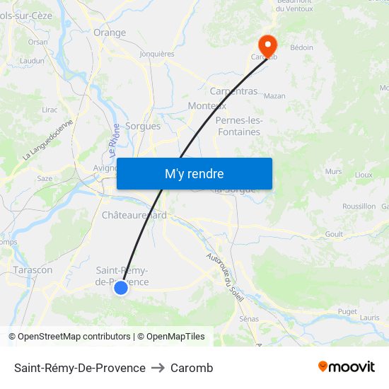Saint-Rémy-De-Provence to Caromb map