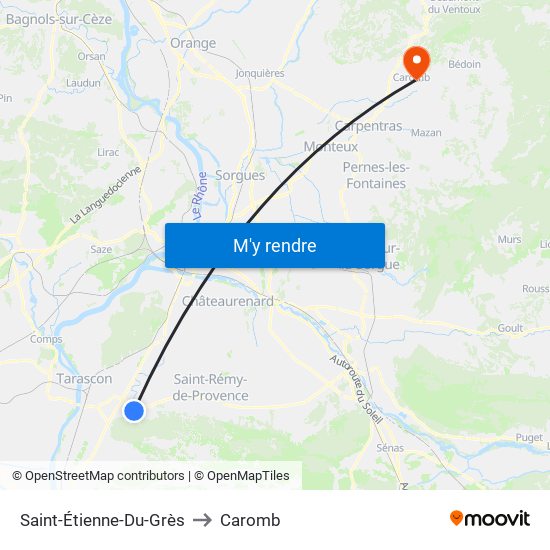 Saint-Étienne-Du-Grès to Caromb map