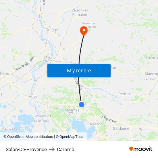 Salon-De-Provence to Caromb map