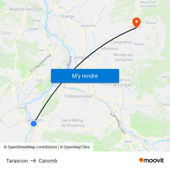 Tarascon to Caromb map