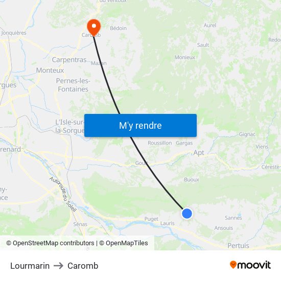 Lourmarin to Caromb map