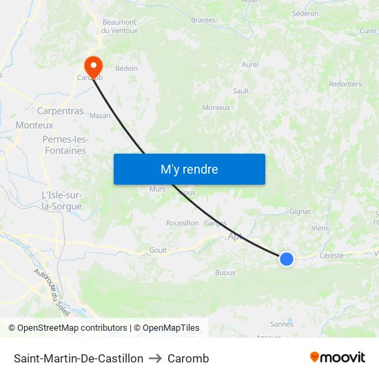 Saint-Martin-De-Castillon to Caromb map